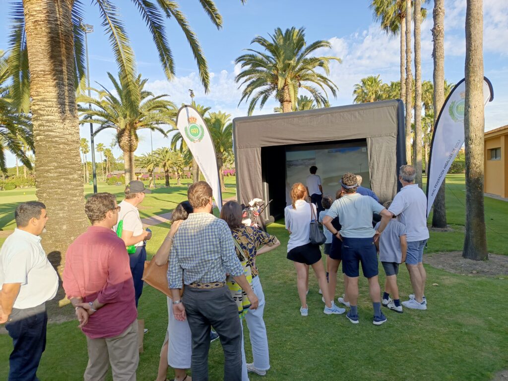 Inflatable golf simulators for private parties and public events.